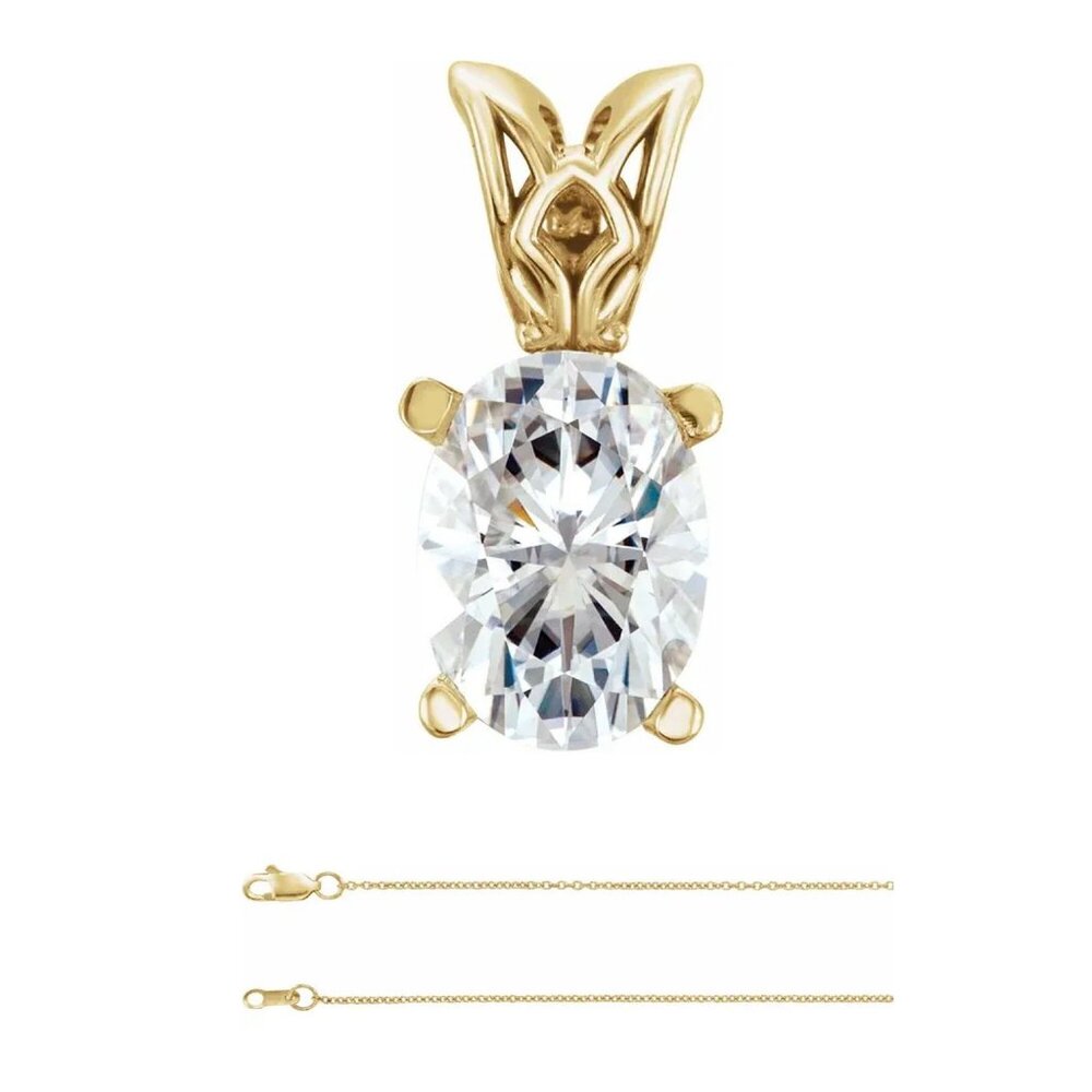 Oval Diamond Pendant 14K Yellow Gold (1.03 Ct I Vs1) Igl C54200004